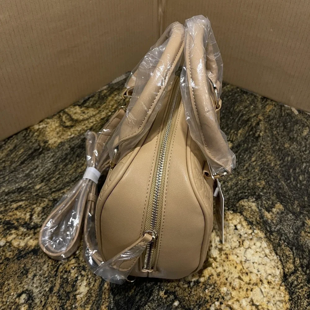 CXL by Christian Lacroix Satchel‎ Bag Womens Toffee Eiden Embossed Faux Leather